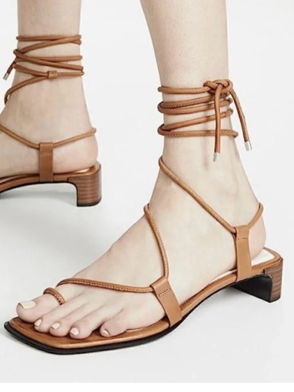 Rag & Bone Cindy Tie Strappy Square-Toe Lace-Up Sandals - Picture 3 of 11